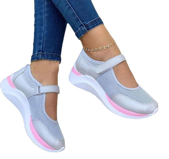 Damen Bequeme und atmungsaktive Sneakers mit verstellbarem Riemen EB