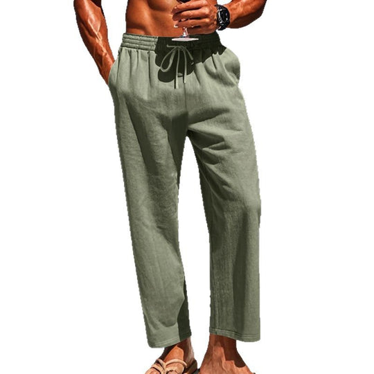 Herren Sommerliche Freizeithose mit weichem, atmungsaktivem Baumwollmaterial und elastischem Bund EB