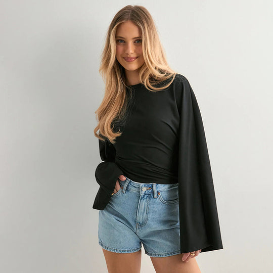 Damen Oberteil mit weitem Ärmel und modernem Schnitt EB