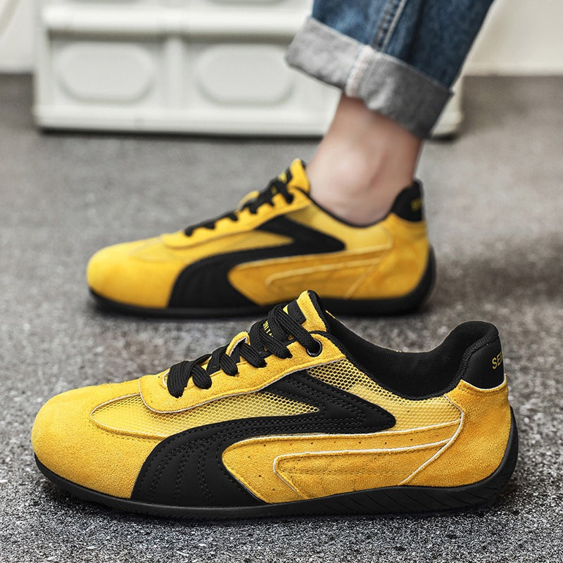 Damen retro-angehauchte Veloursleder-Sneaker mit atmungsaktivem Mesh-Einsatz und rutschfester Gummilaufsohle EB