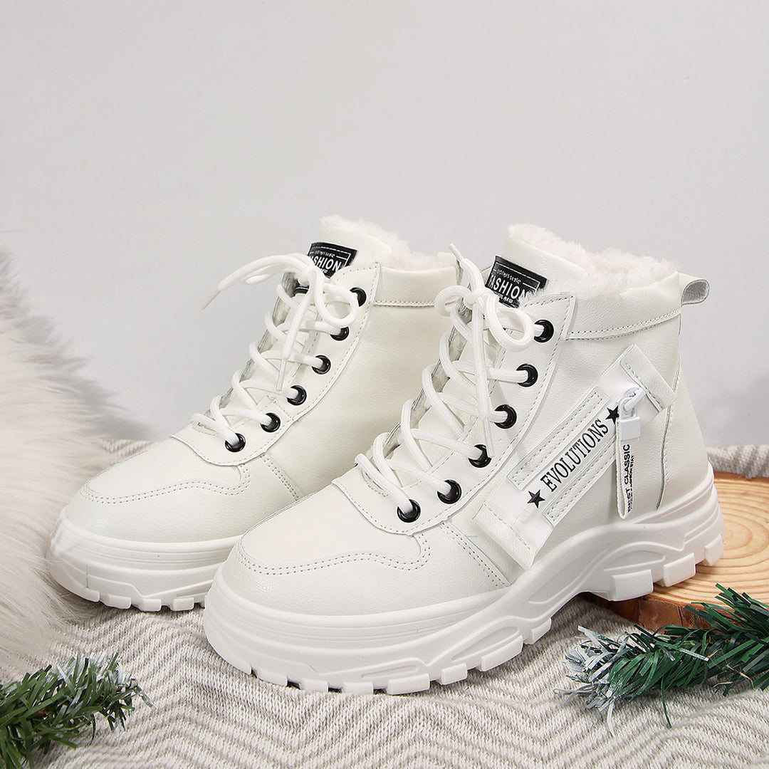 Damen  gefütterte High-Top Sneaker-Boots mit dicker Profilsohle und seitlichem Reißverschluss EB