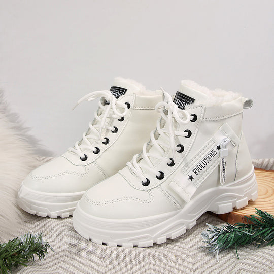 Damen  gefütterte High-Top Sneaker-Boots mit dicker Profilsohle und seitlichem Reißverschluss EB