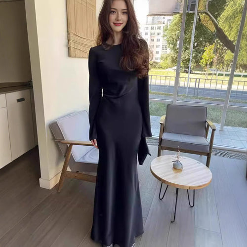 Damen Elegantes Maxikleid mit schmeichelndem Schnitt und ausgestellten Ärmeln EB