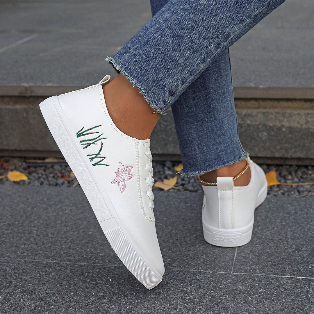 Damen Sneakers mit floralem Stickdesign und komfortabler Sohle EB