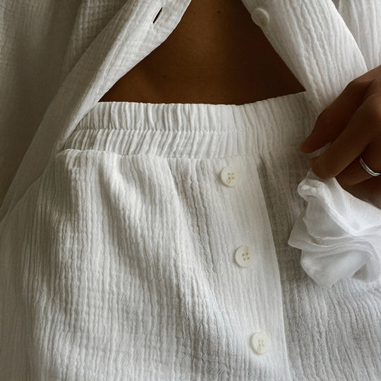 Damen Lässiges Lounge-Set aus atmungsaktivem Baumwollstoff EB