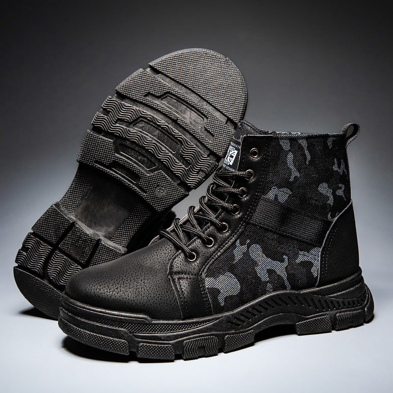 Damen modische camouflierte Ankle Boots mit rutschfester Sohle und elastischem Einsatz EB
