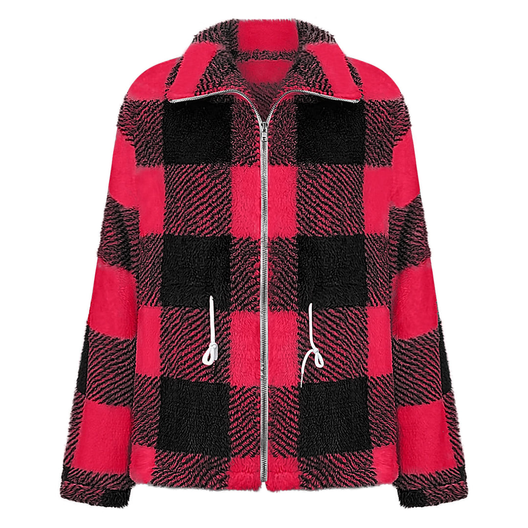 Damen Plüschjacke mit Karomuster EB