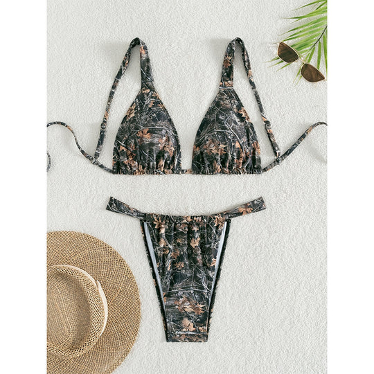 Damen Triangel-Bikini mit aufregendem Camouflage-Muster EB