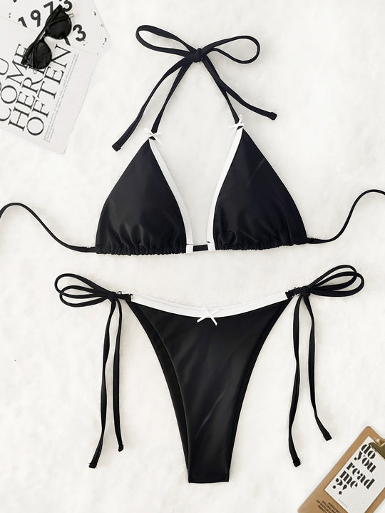 Damen Triangel-Bikini mit verspielten Bindebändern EB