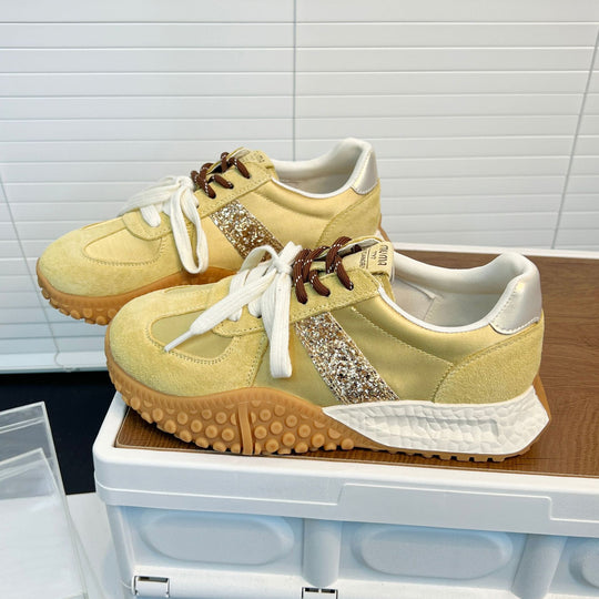 Damen Sportliche Sneakers mit Glitzerapplikationen und rutschfester Sohle EB