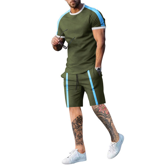 Herren Sportliches Kurzarm- und Shorts-Set mit Kontraststreifen EB