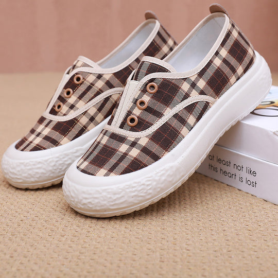Damen Sportliche Slip-On Sneakers mit klassischem Karomuster EB