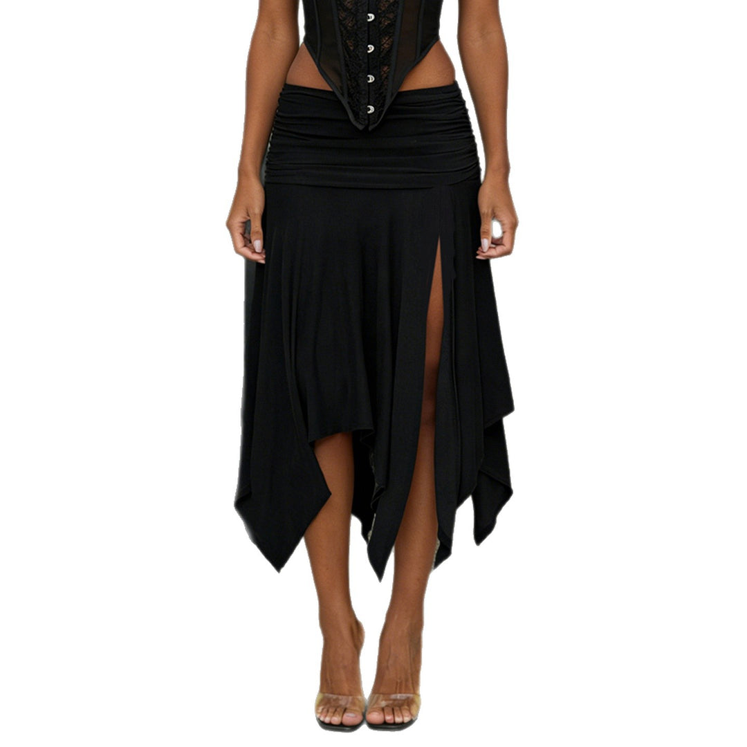 Damen asymmetrischer Wickelrock mit Raffung EB
