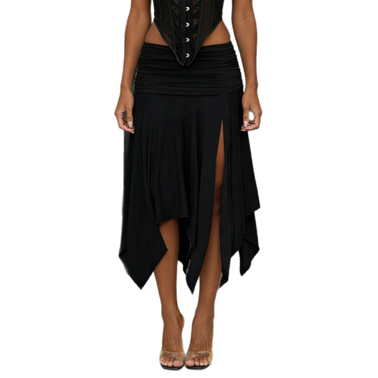 Damen asymmetrischer Wickelrock mit Raffung EB