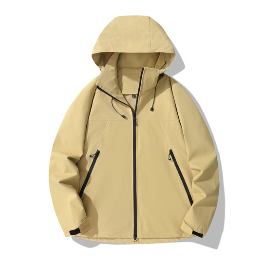 Damen wasserabweisende Outdoor-Jacke mit verstellbarem Kapuzenkragen und funktionalen Reißverschlusstaschen EB