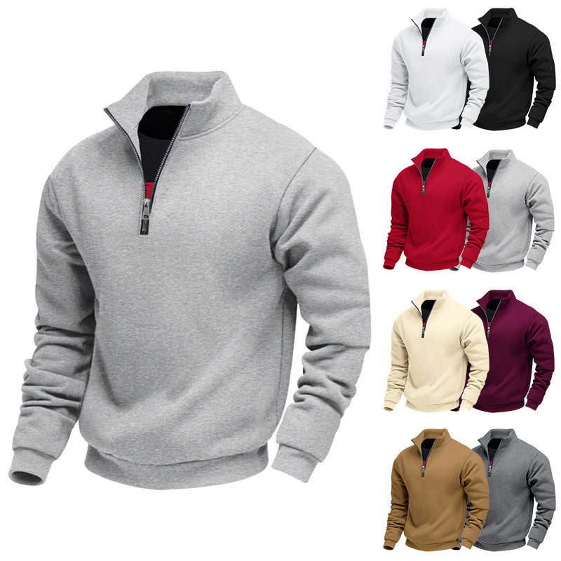 Herren nan komfortables Halbzip-Sweatshirt mit Stehkragen, leicht angerauter Innenseite und geripptem Saum EB