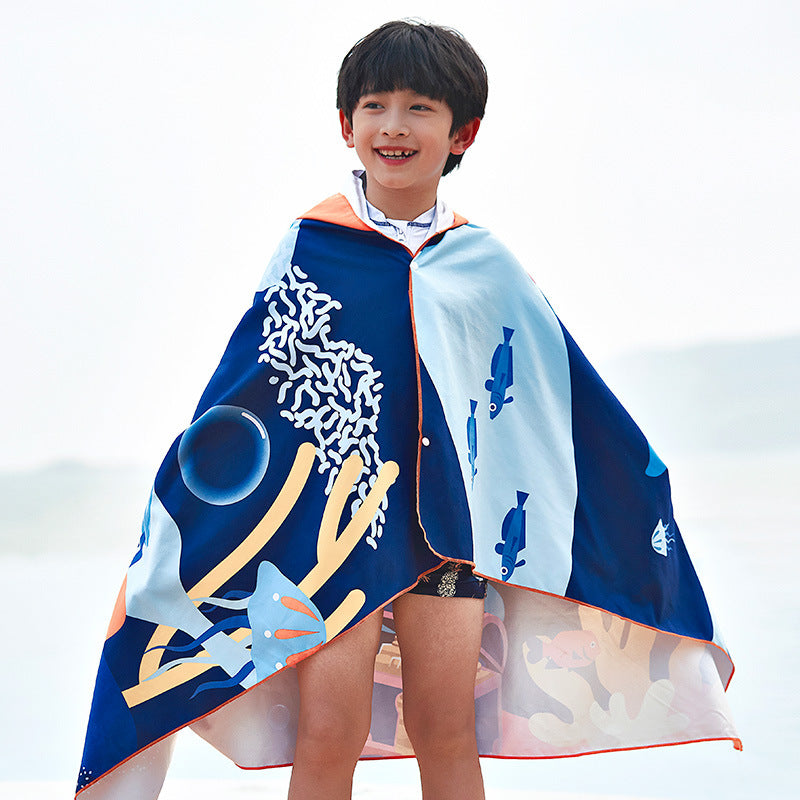 Unisex Strandponcho mit Hai-Motiv EB