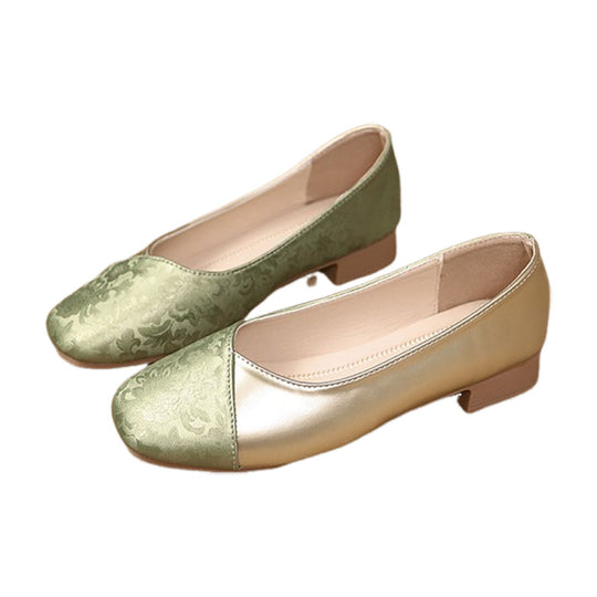 Damen elegante Ballerinas mit modischem Metallic-Akzent und floralem Design EB