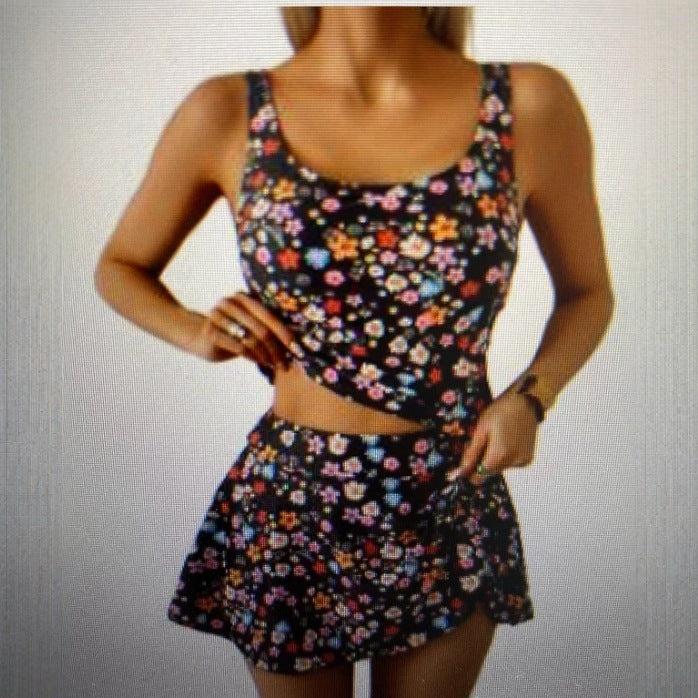 Damen Sportliches Tankini-Set mit schmeichelndem Rock EB