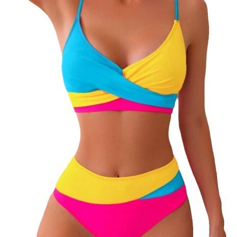 Damen Bikini-Set mit modischem Wickeldesign und hohem Taillenslip EB