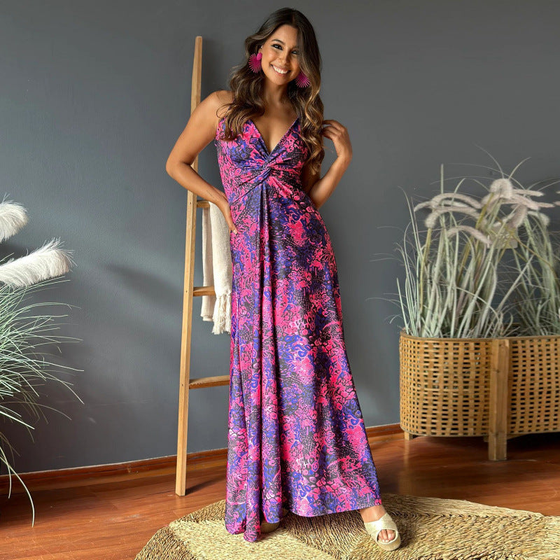 Damen Maxikleid mit verführerischem V-Ausschnitt und eleganter Drapierung EB