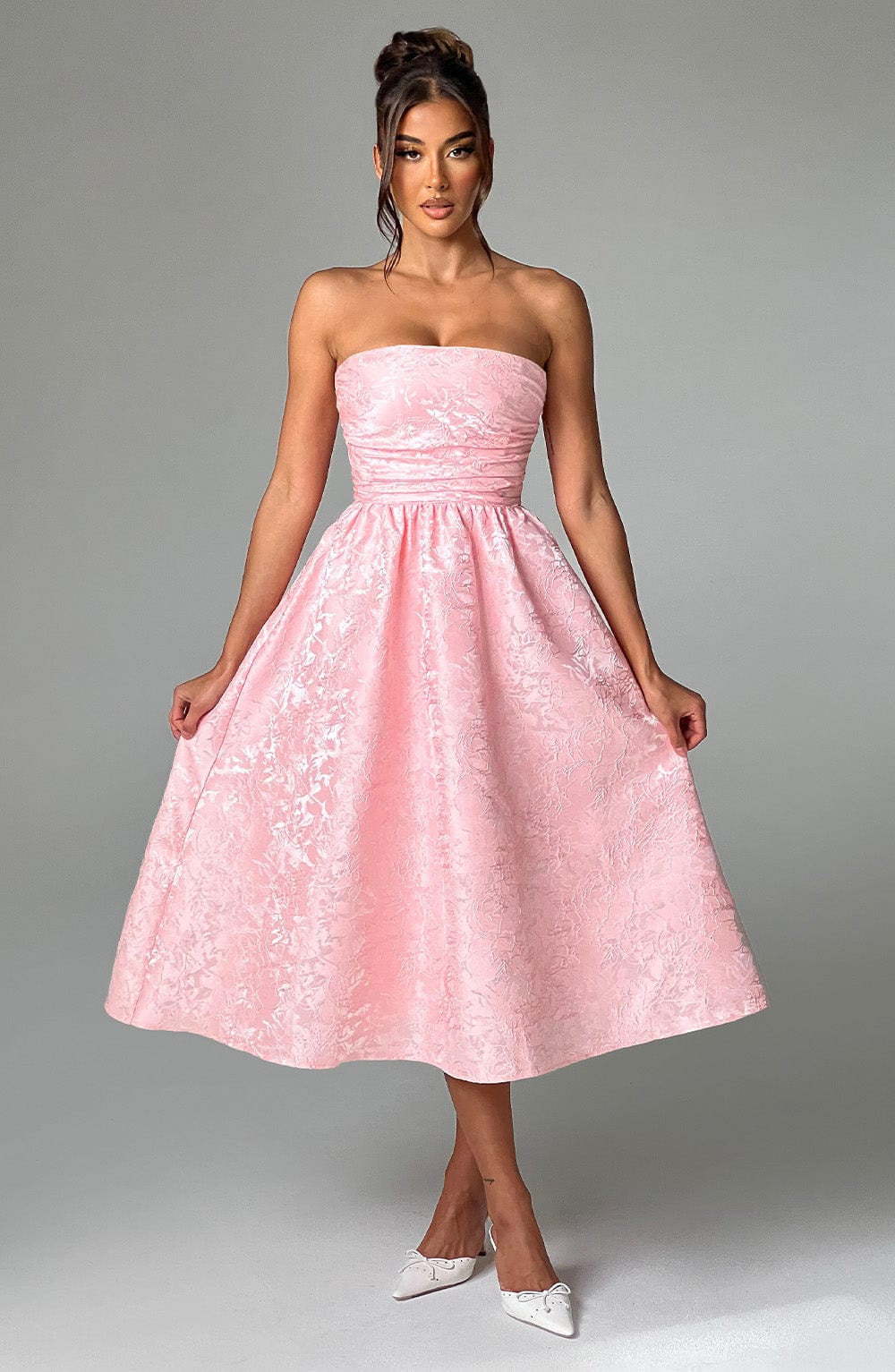 Damen Tailliertes Cocktailkleid mit schimmerndem Stoff und elegantem Bustier EB