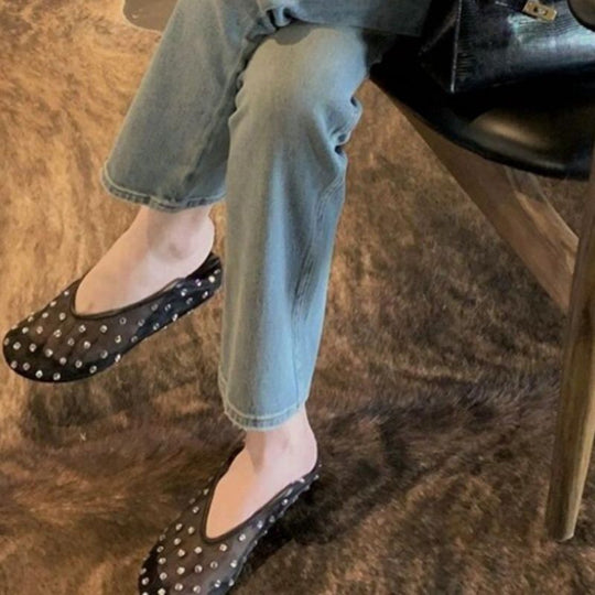 Damen modische Slipper mit funkelnden Strassverzierungen EB