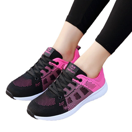 Damen nan leichtgewichtiger Strick-Freizeitsneaker mit Wabenperforation, schockabsorbierender Schaumsohle und gepolstertem Fersenkragen EB