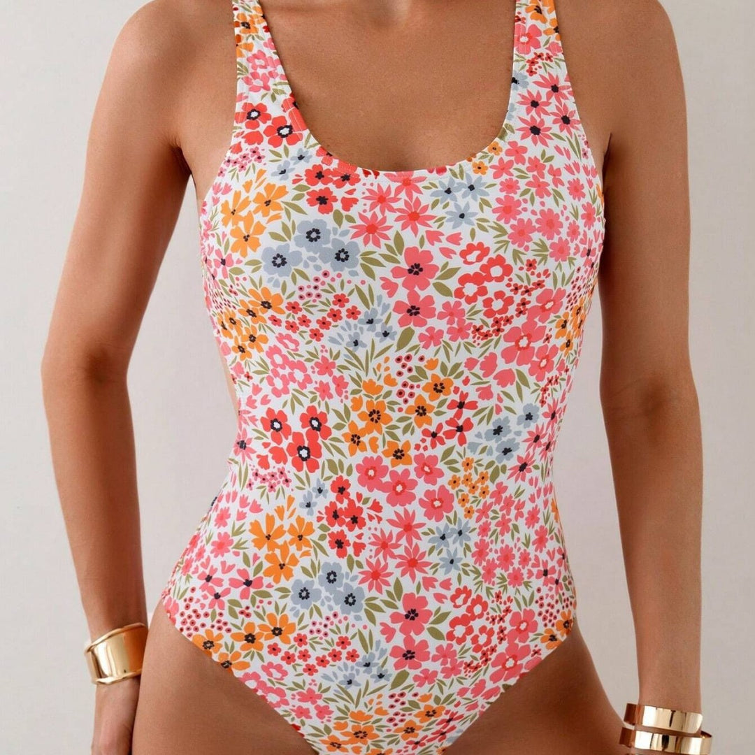 Damen Einteiler Badeanzug mit floralem Muster EB