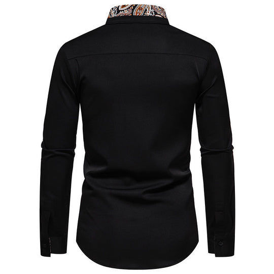 Herren klassisches Langarmhemd mit modernem Paisley-Muster EB