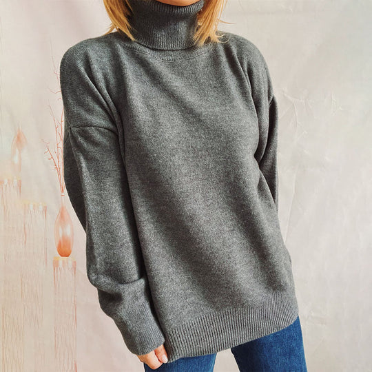 EB | Einfarbiger Warmer Strickpullover Für Alltag