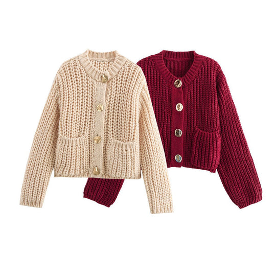 Damen Grobstrick-Pullover mit Taschen und Oversize-Silhouette EB
