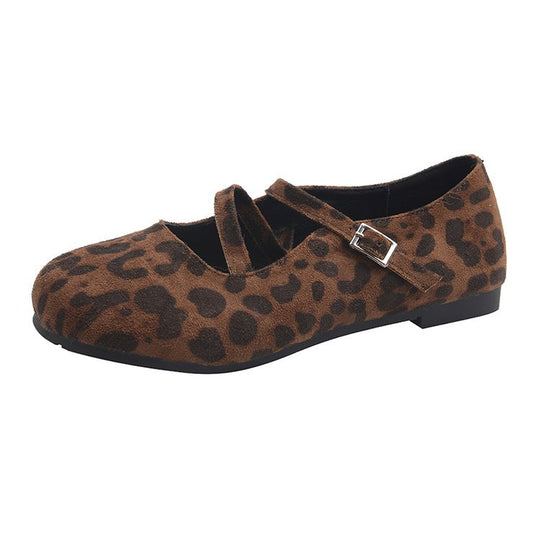 Damen Bequeme Ballerinas mit Querriemen und Schnallenakzent EB