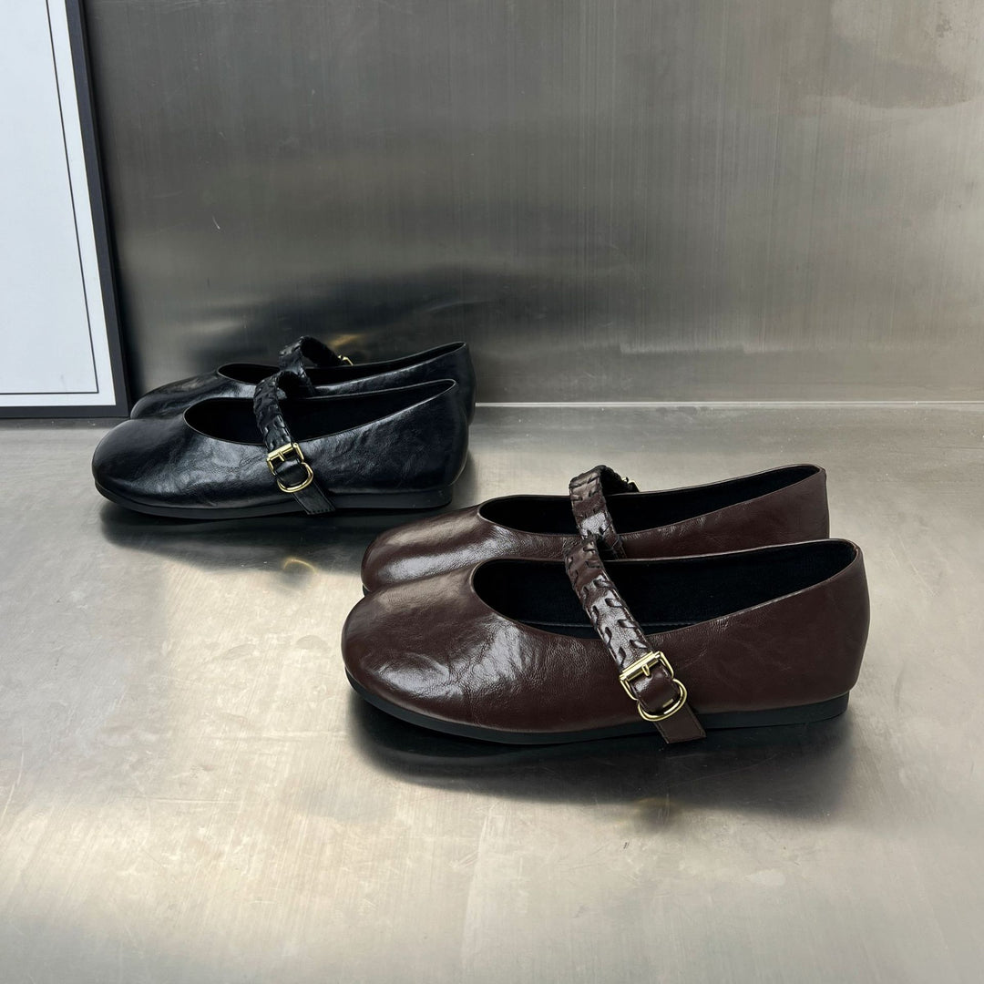 Damen Elegante Ballerinas mit modischem Riemenverschluss EB