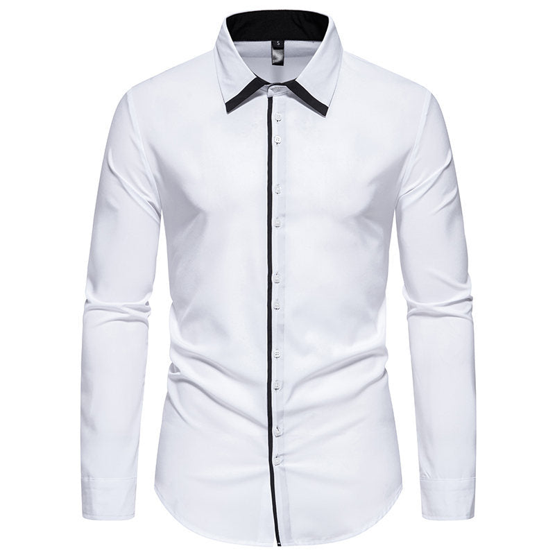 Herren elegantes Slim-Fit Hemd mit kontrastierendem Kragen und hochwertigen Stoffdetails EB