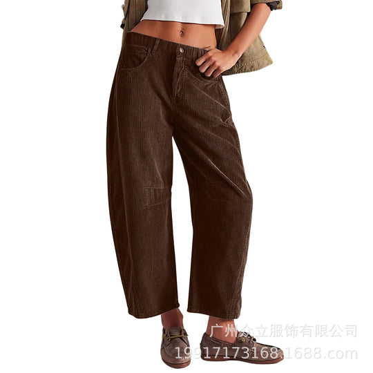 Damen Bequeme und stylische Palazzo-Hosen mit seitlichen Taschen EB