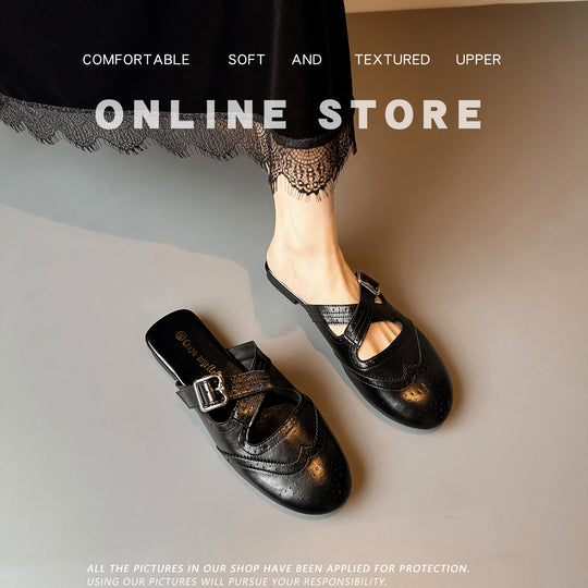 Damen modische Slipper mit elegantem Riemchen EB