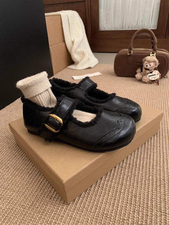 Damen Hausschuhe mit dekorativem Riemchen und kuscheligem Futter EB