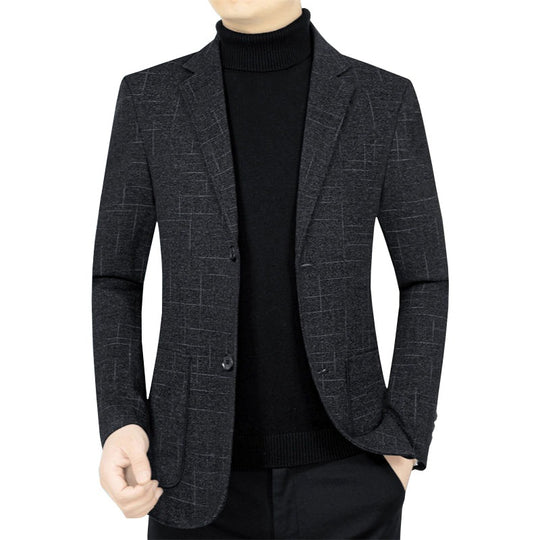 Herren Slim-Fit Sakko aus Wollmischung mit dezentem Karomuster EB