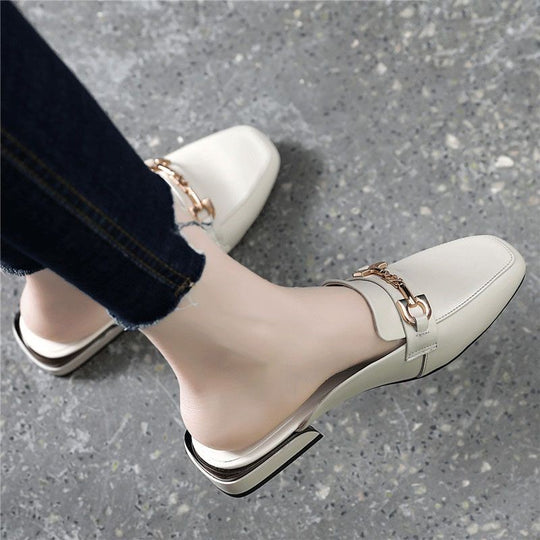 Damen Elegante Loafers mit modischem Kettenverschluss EB