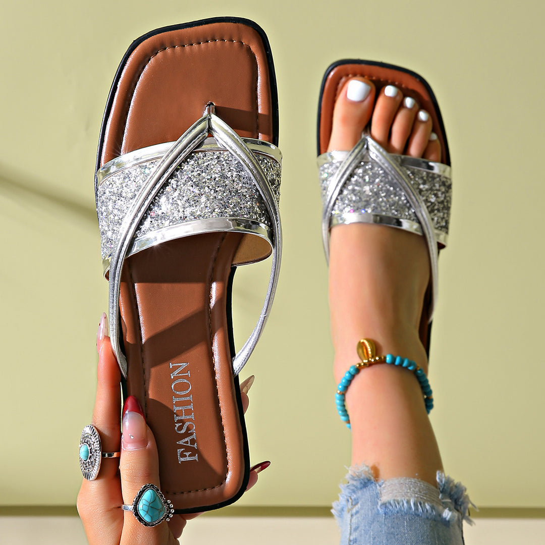 Damen Glitzernde Flip-Flops mit modischem Design EB