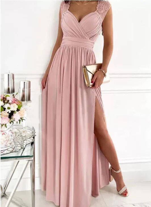 EB | Damen Abendkleid mit elegantem V-Ausschnitt und Rüschendetails