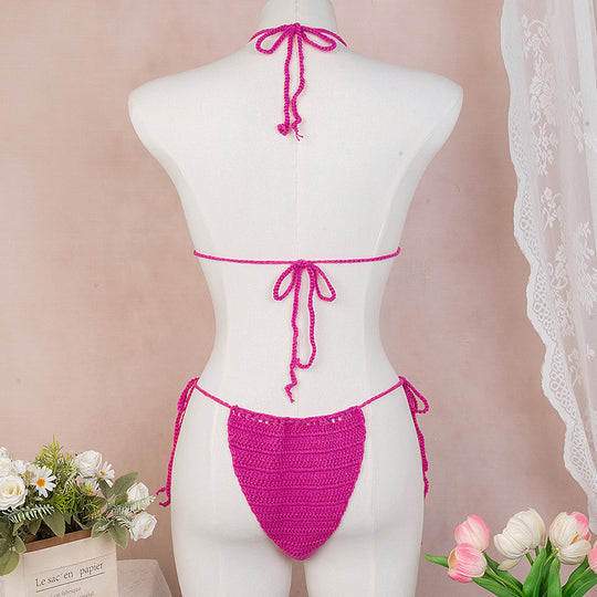 Damen Elegantes Häkel-Bikini-Set mit floralen Applikationen EB