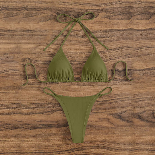 Damen Triangel-Bikini mit feinen Rippeneffekten und anpassbarem Schnitt EB