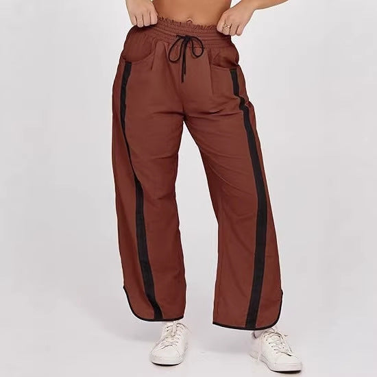Damen lockere Sporthose mit elastischem Bund und Kontraststreifen EB