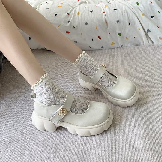 Damen modische Mary Jane Schuhe mit dekorativer Schnalle und komfortabler Sohle EB