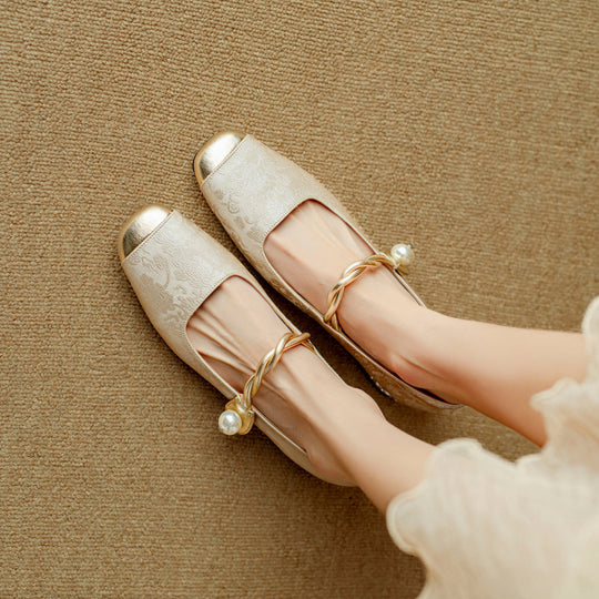 Damen Ballerinas mit Perlenschmuck und elegantem Design EB