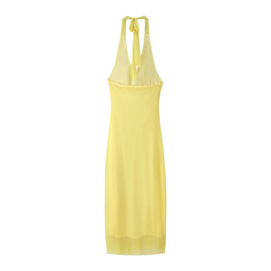 Damen Maxikleid mit voluminösem Rüschendesign EB