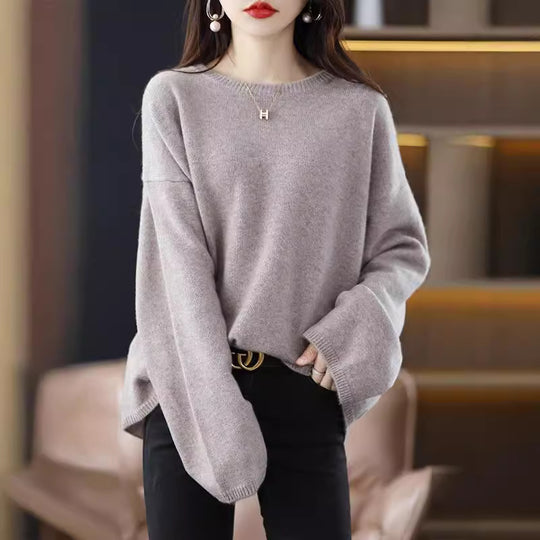 Damen Oversized Strickpullover mit weitem Schnitt und langen Ärmeln EB