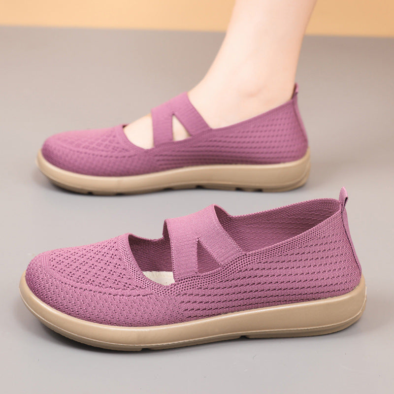 Damen leichte und atmungsaktive Ballerinas mit flexiblem Obermaterial EB